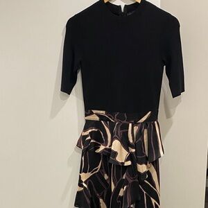 Ted Baker Black and Cream Asymmetrical Dress